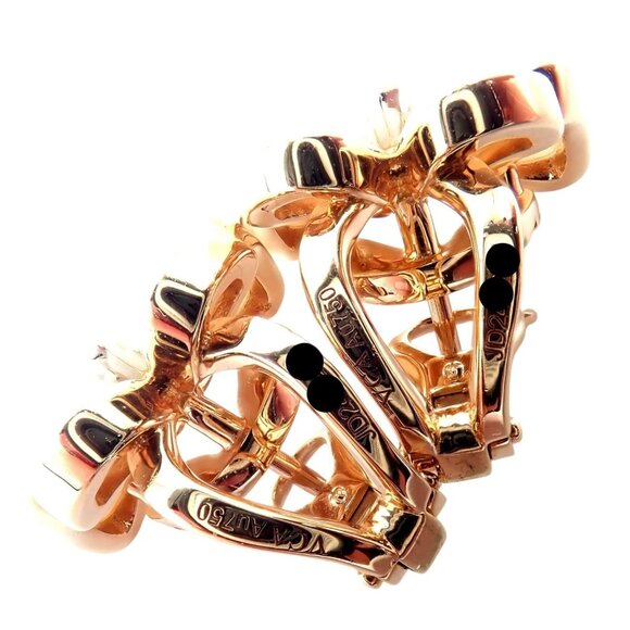 Van Cleef & Arpels 18k Rose Gold Diamond MoP Two Butterfly Earrings Cert - Picture 6 of 10